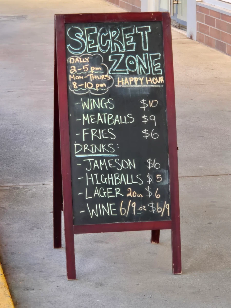 Menu, Secret Zone Bar & Grill Restaurant