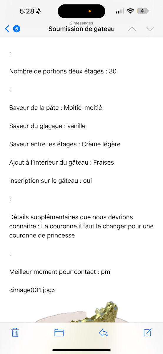 Menu, Boulangerie MariePain (Repentigny)
