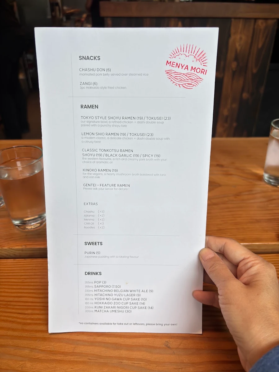 Menu, Menya Mori