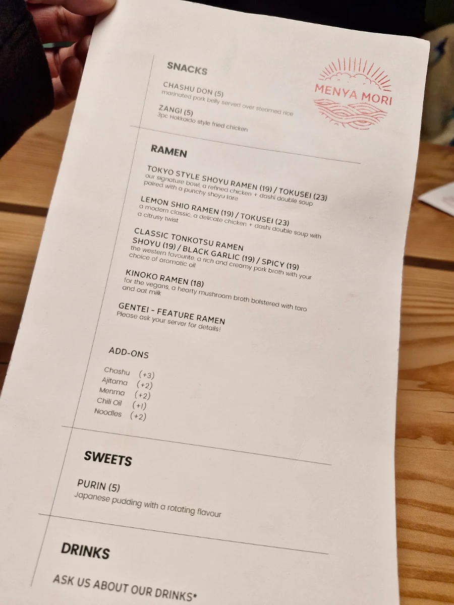 Menu, Menya Mori