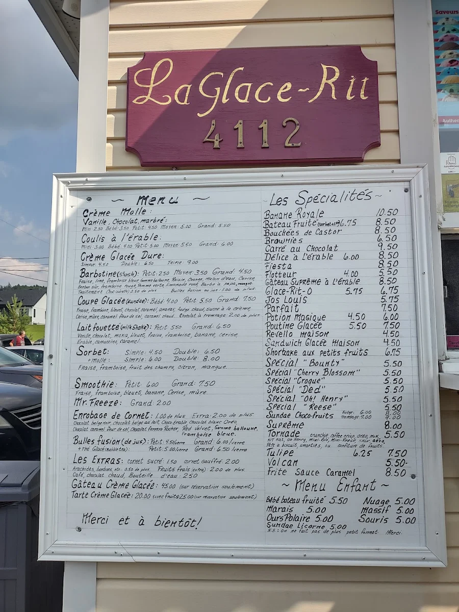Menu, La Glace Rit