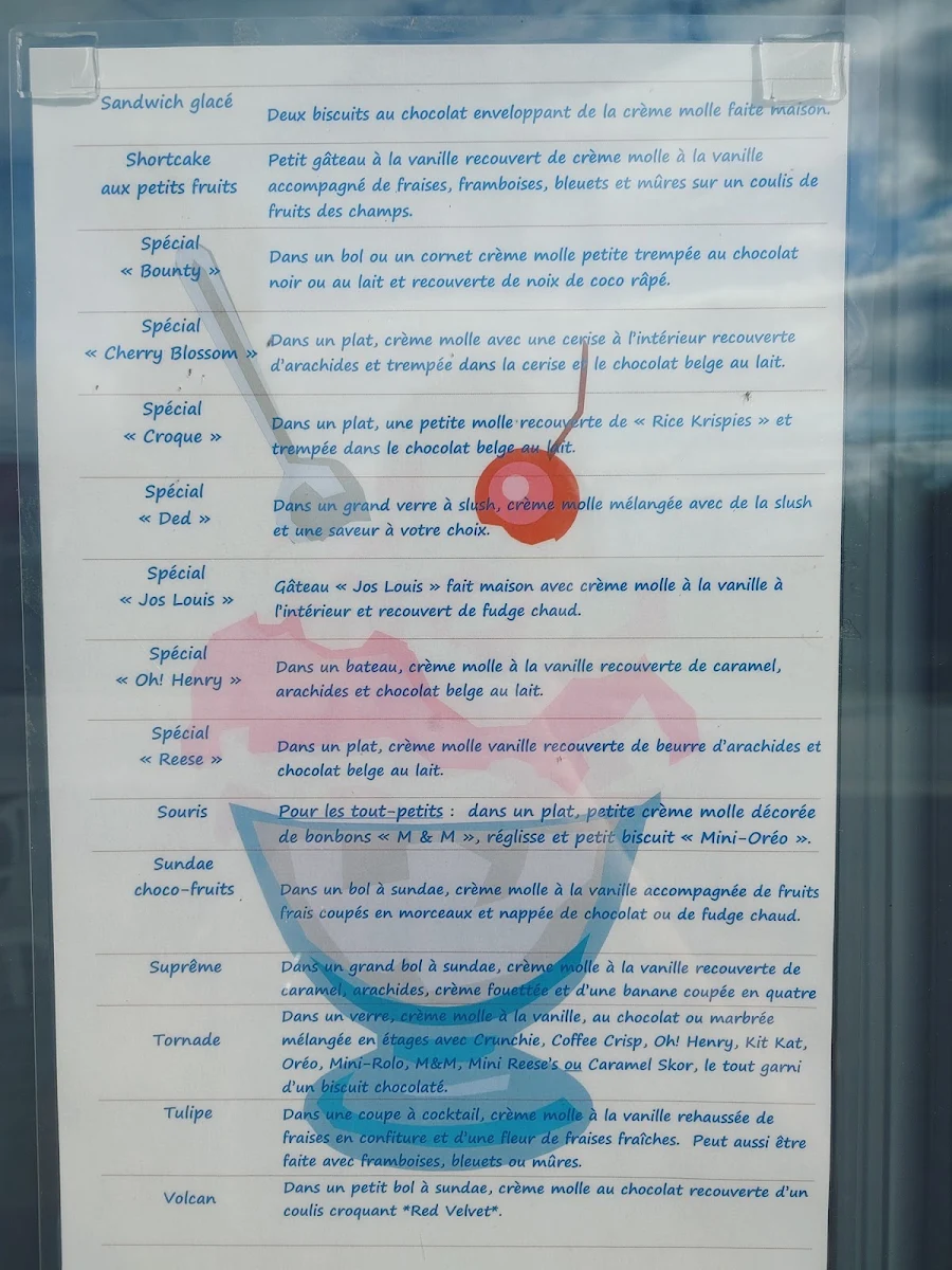 Menu, La Glace Rit
