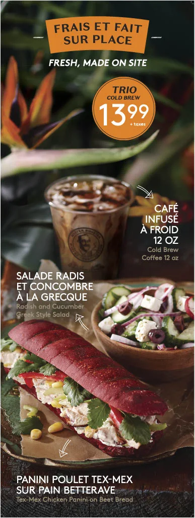 Menu, Café Van Houtte