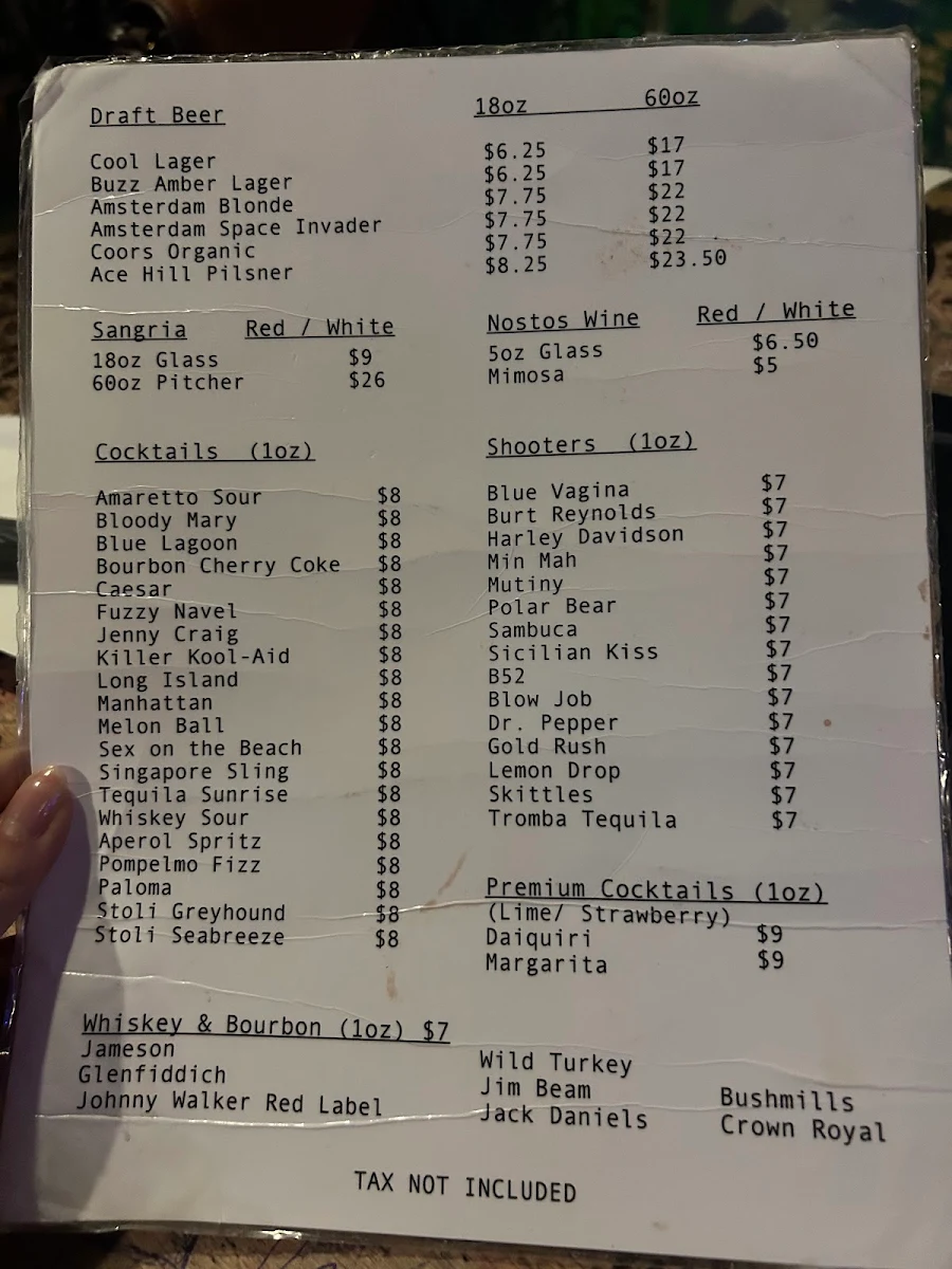 Menu, Sneaky Dee's