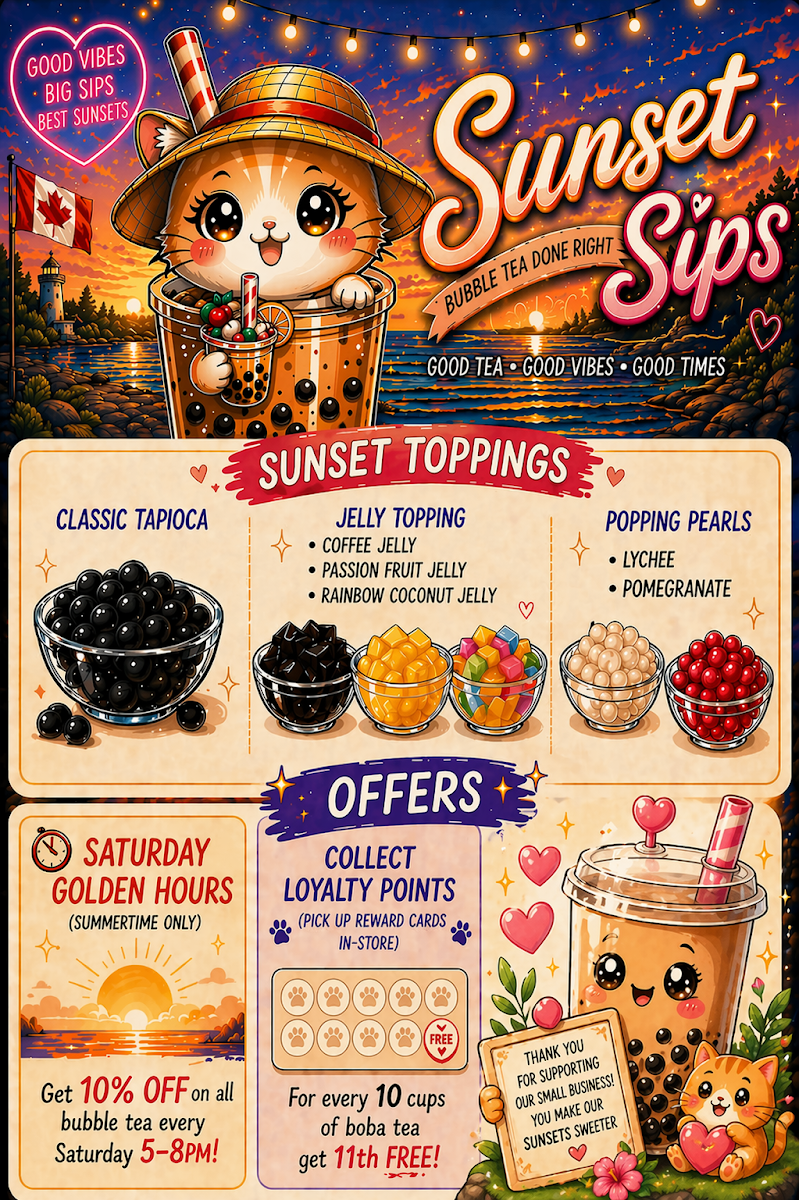 Menu, Sunset Sip
