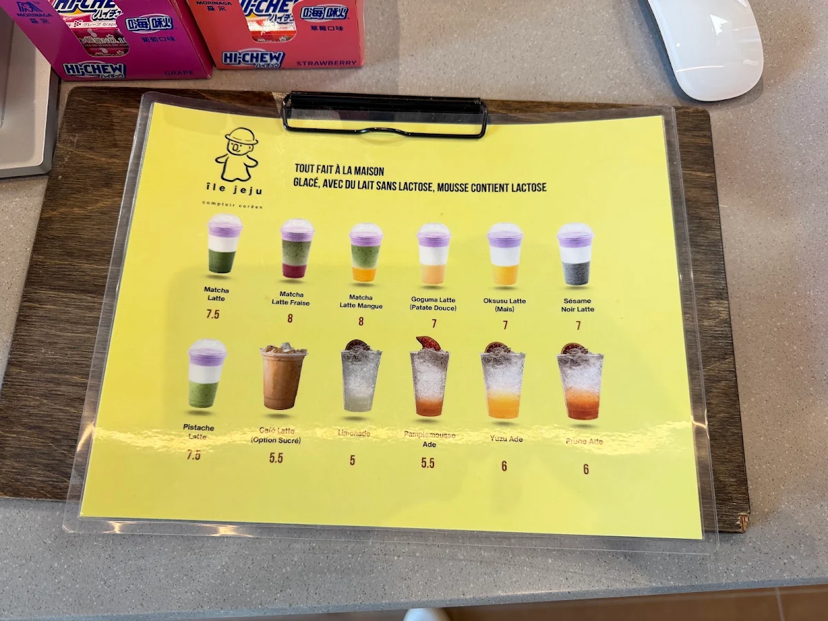 Menu, Ile Jeju Royalmount