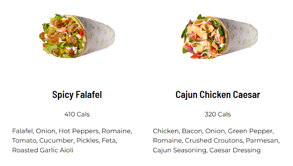 Menu, Pita Pit