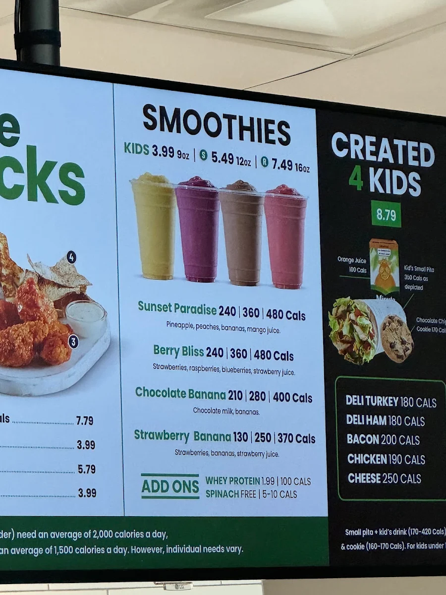 Menu, Pita Pit