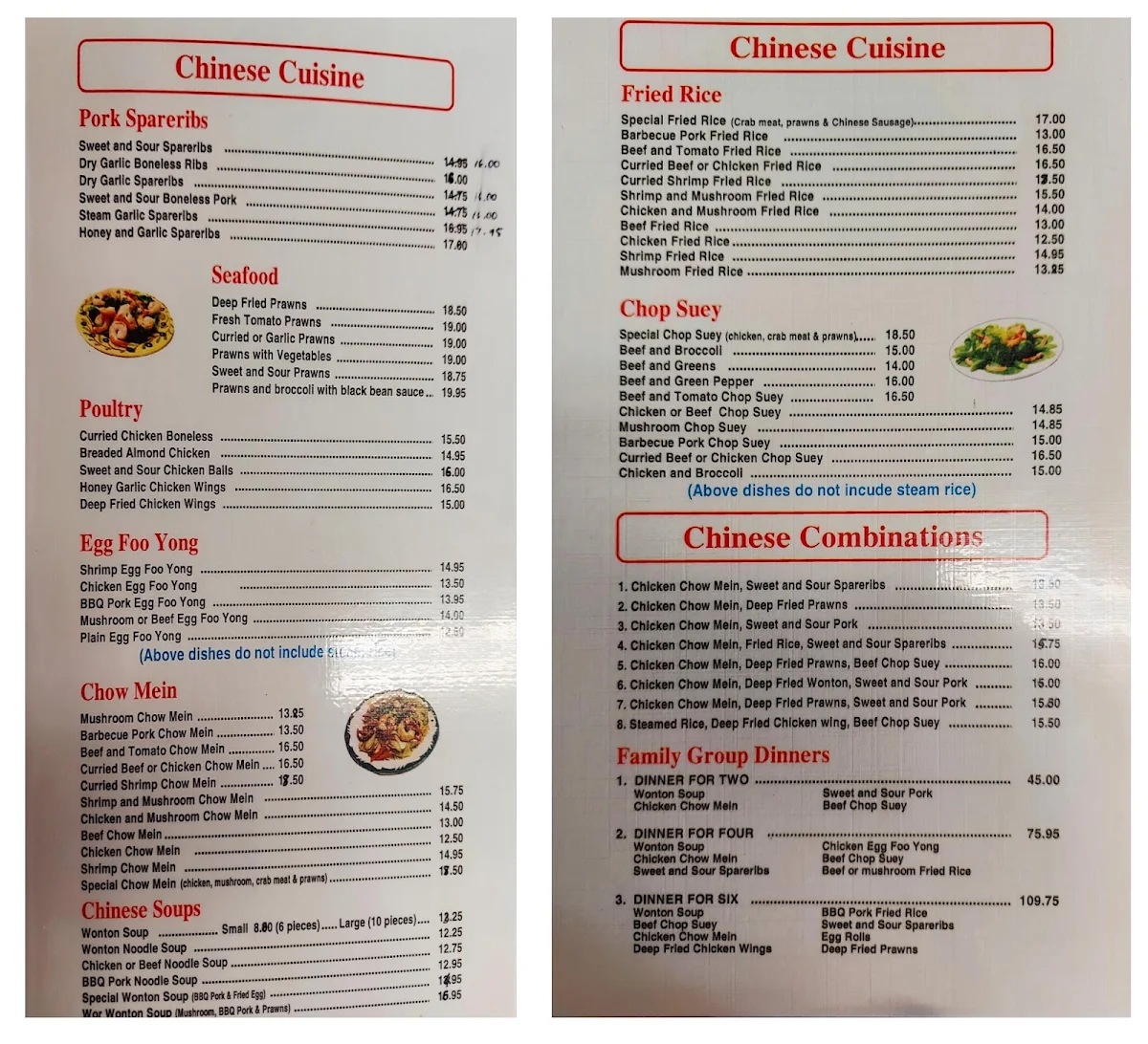 Menu, Sunrise Cafe