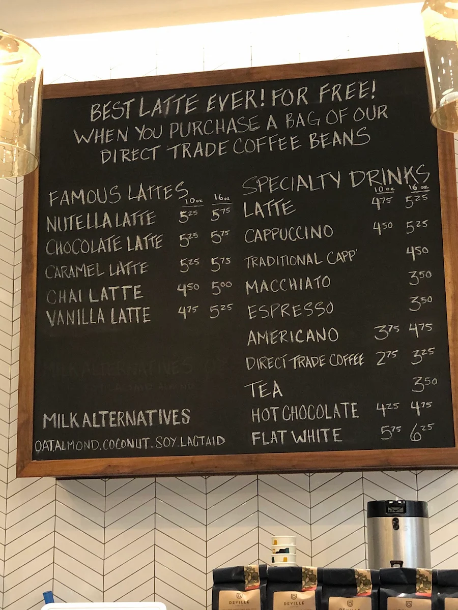 Menu, Deville Coffee