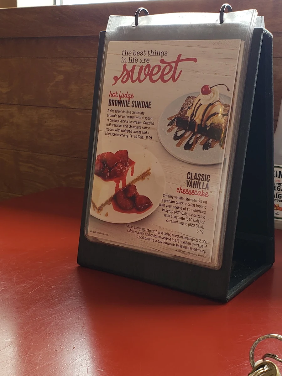 Menu, Swiss Chalet