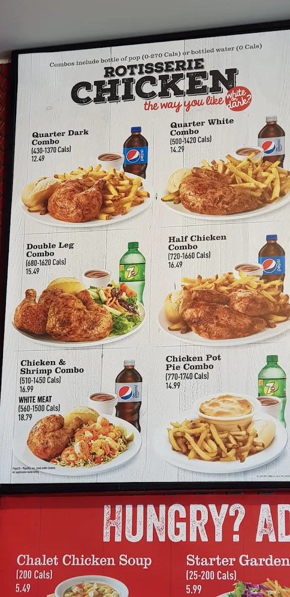 Menu, Swiss Chalet
