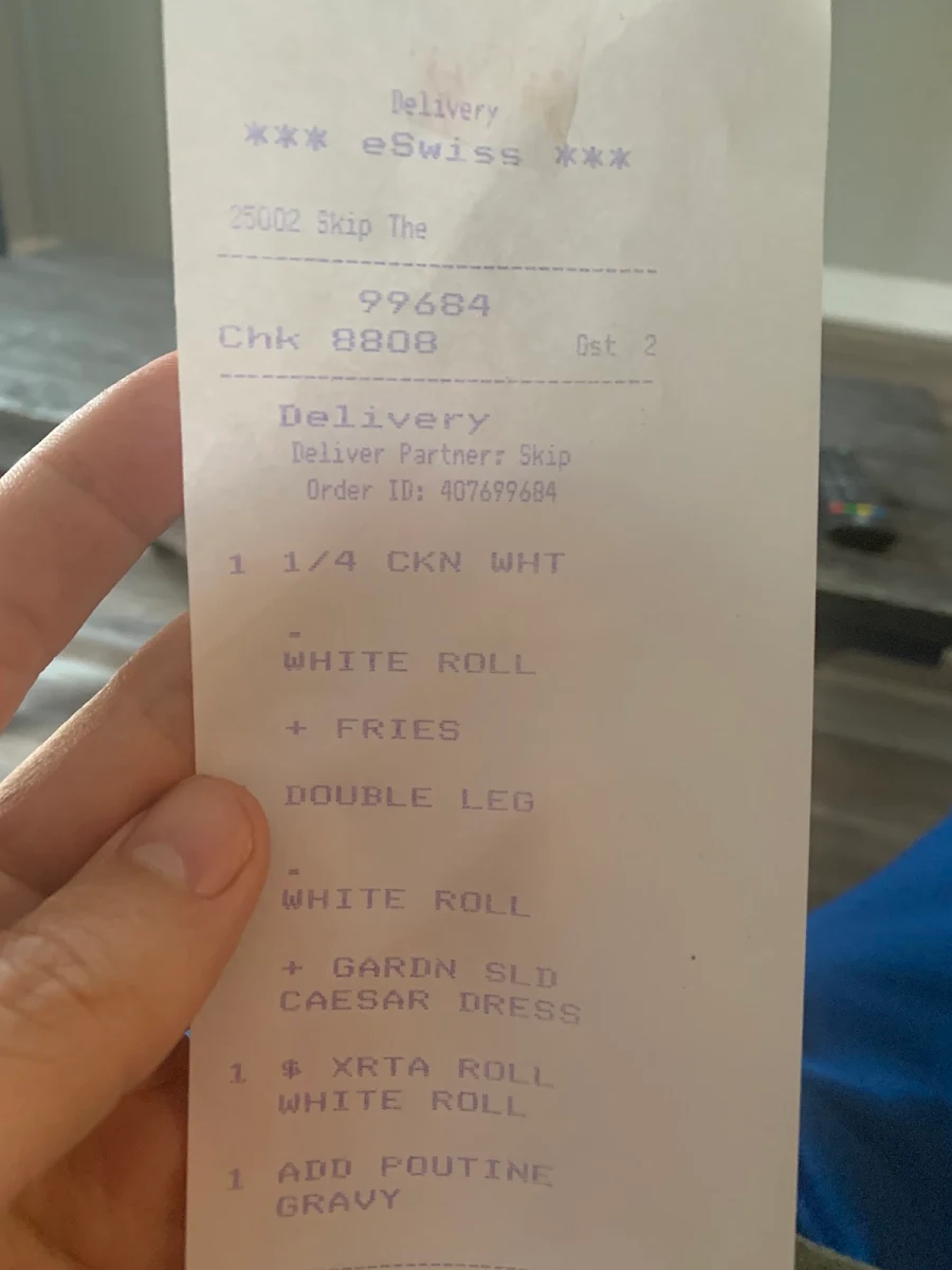 Menu, Swiss Chalet