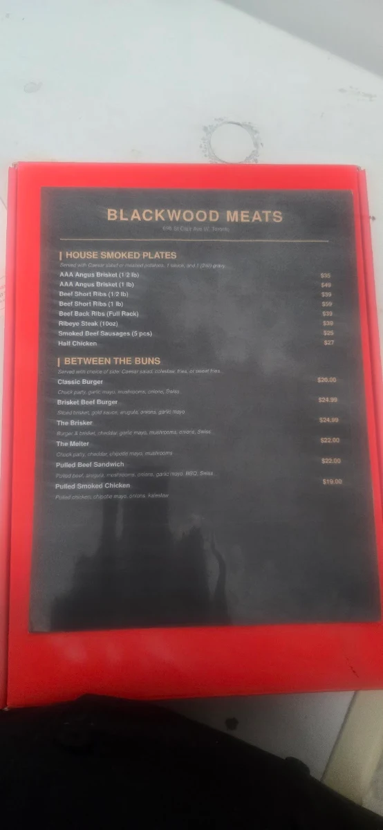 Menu, Blackwood Smokehouse