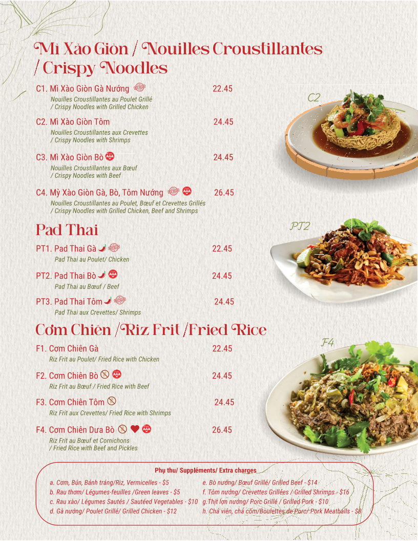 Menu, T'ami Restaurant