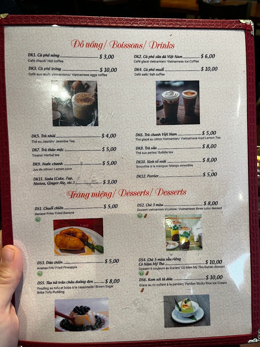 Menu, T'ami Restaurant