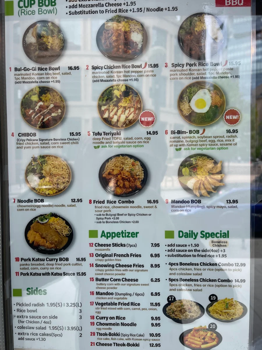 Menu, Pelicana Chicken Robson