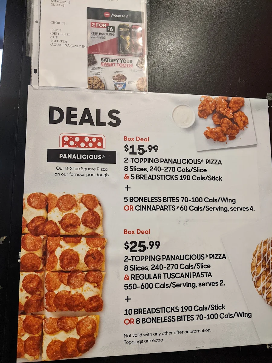 Menu, Pizza Hut