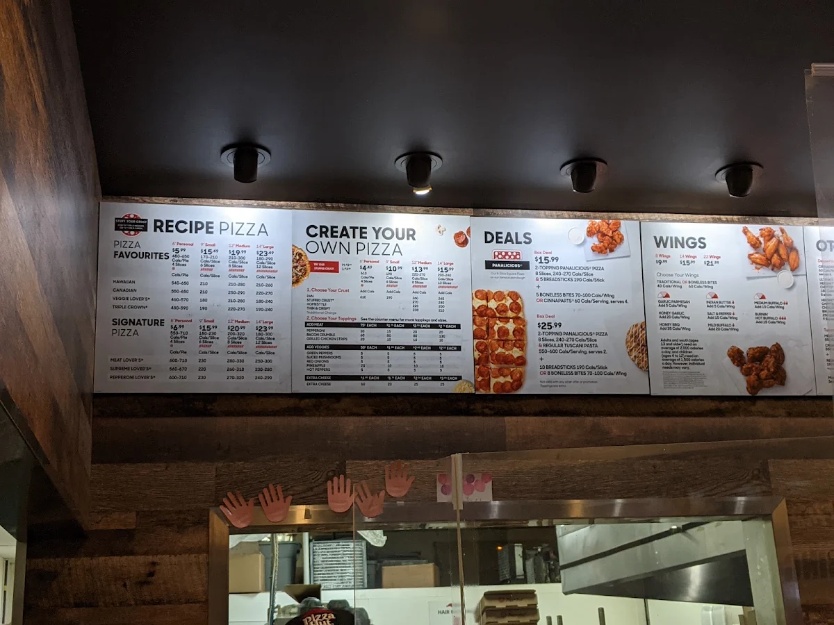 Menu, Pizza Hut