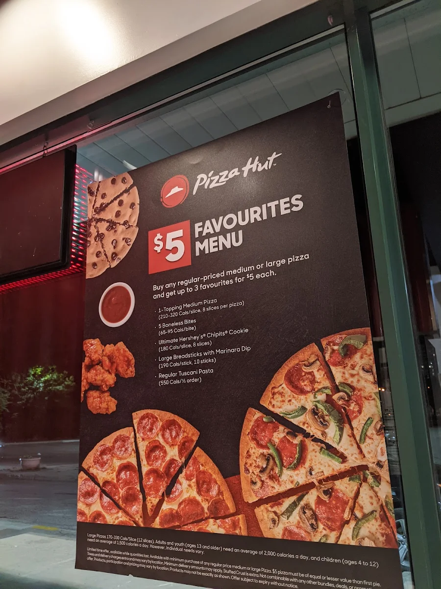 Menu, Pizza Hut