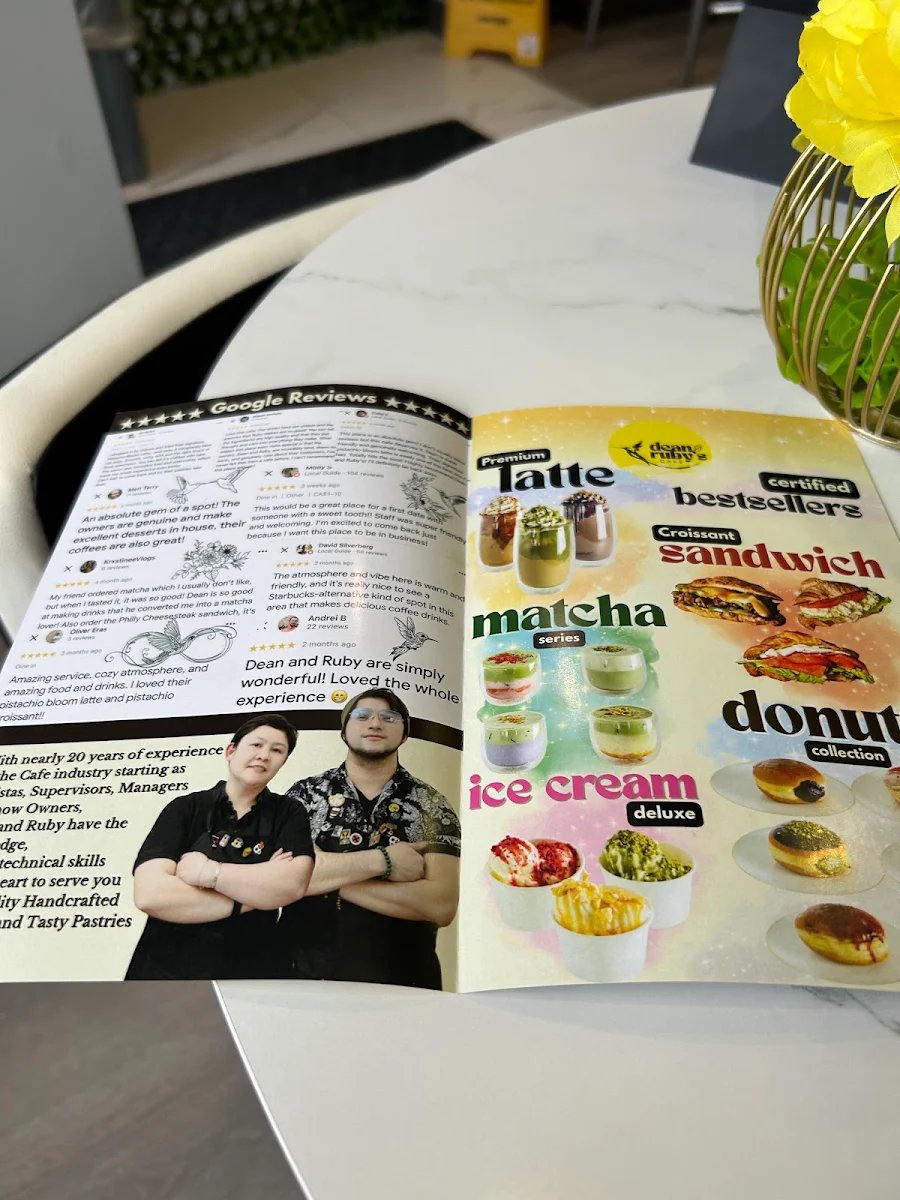 Menu, Dean and Ruby's Cafe