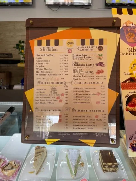 Menu, Dean and Ruby's Cafe
