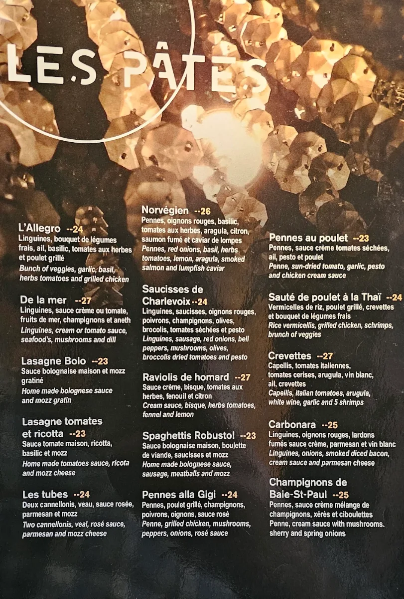 Menu, Restaurant Allegro
