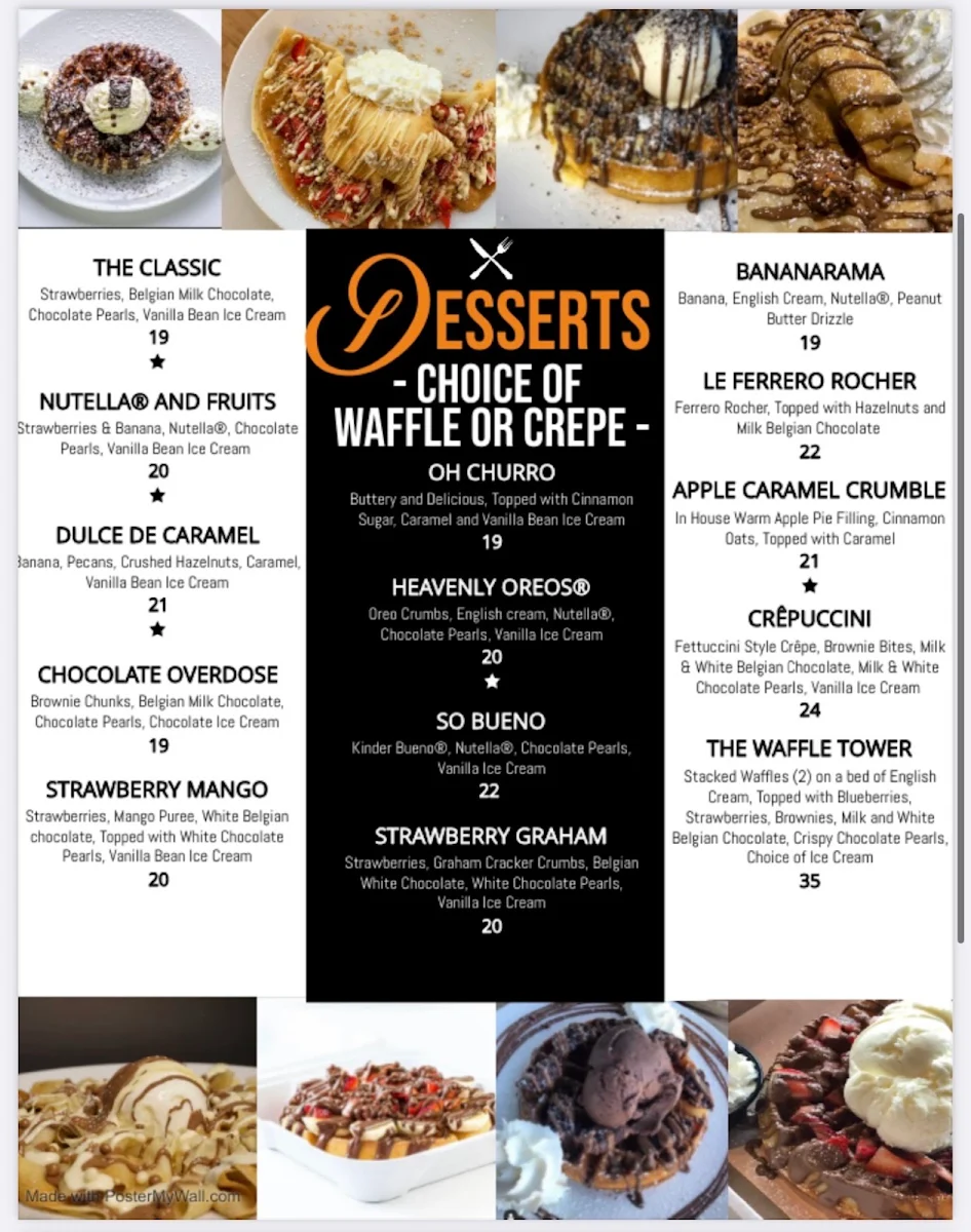 Menu, AMORA Café