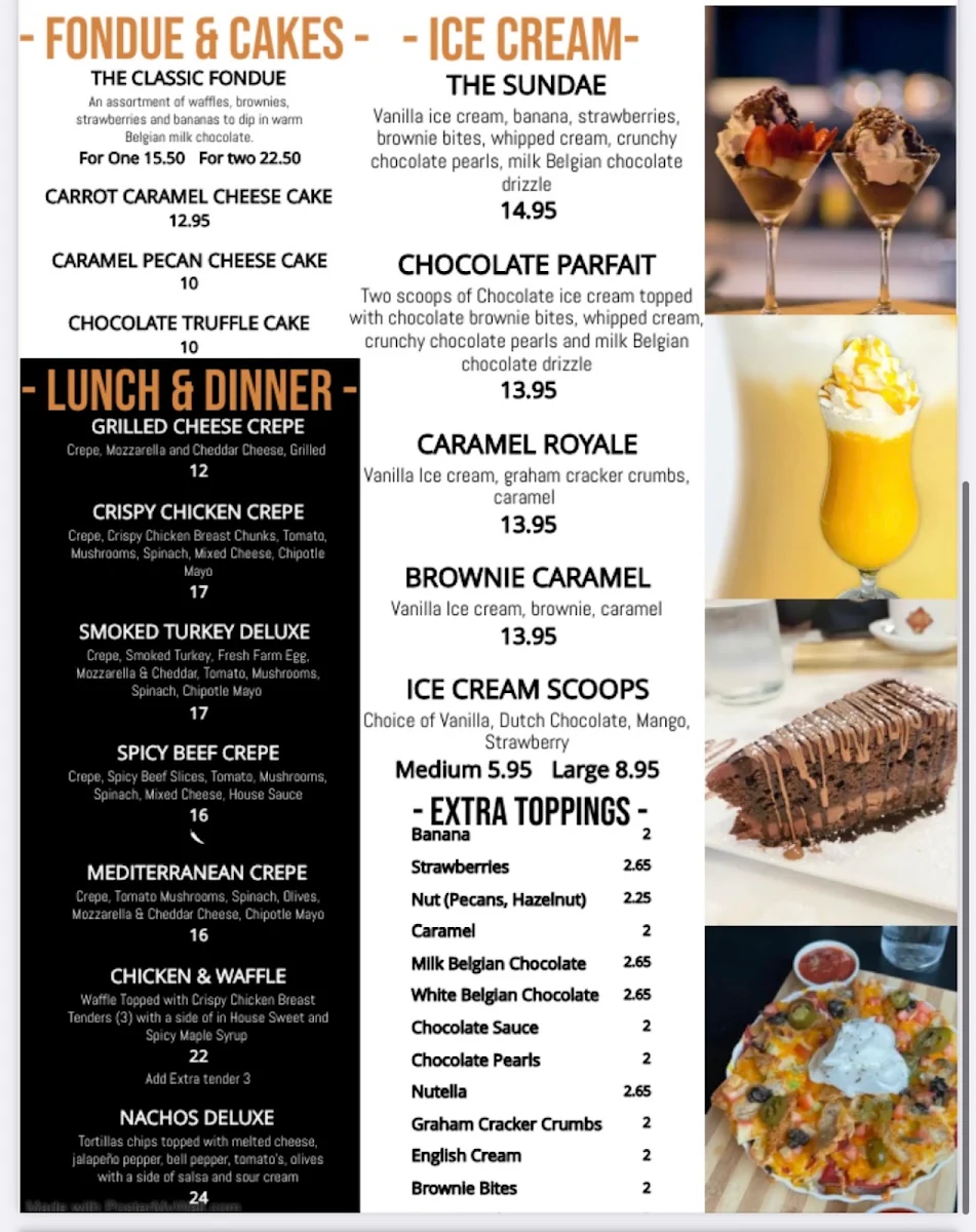 Menu, AMORA Café