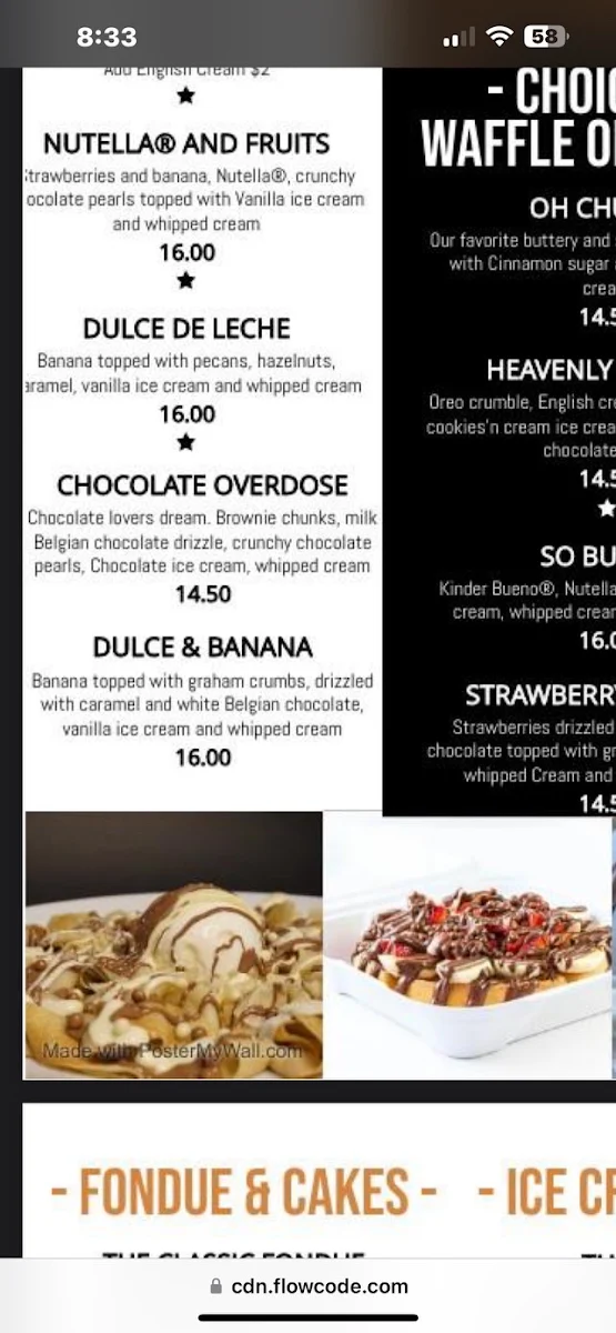 Menu, AMORA Café