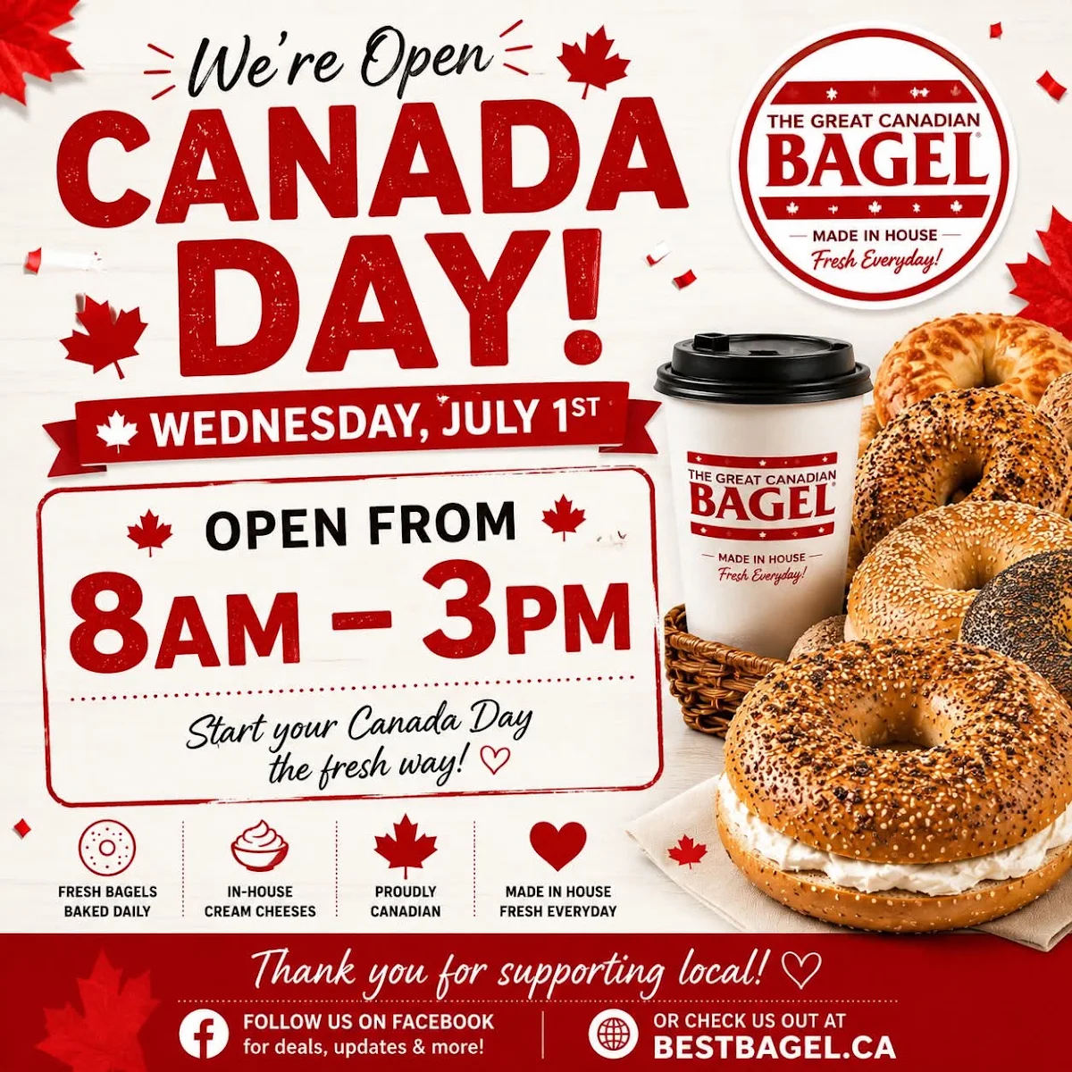 Menu, The Great Canadian Bagel