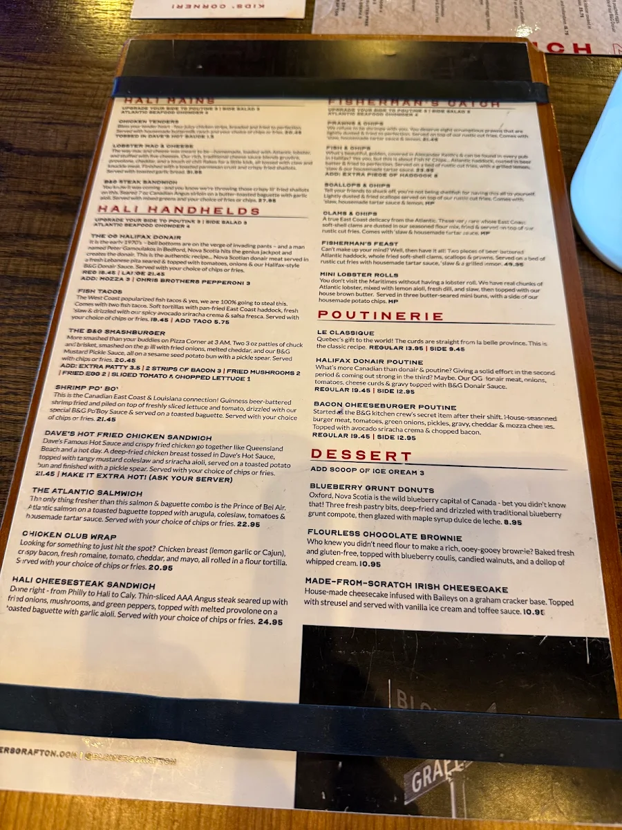 Menu, Blowers & Grafton (Creekside)