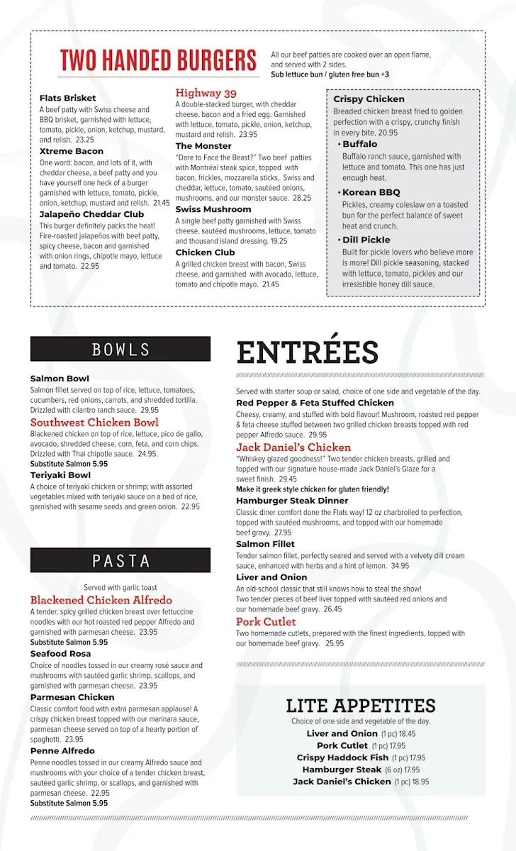 Menu, The Flats Eatery + Drink Swift Current