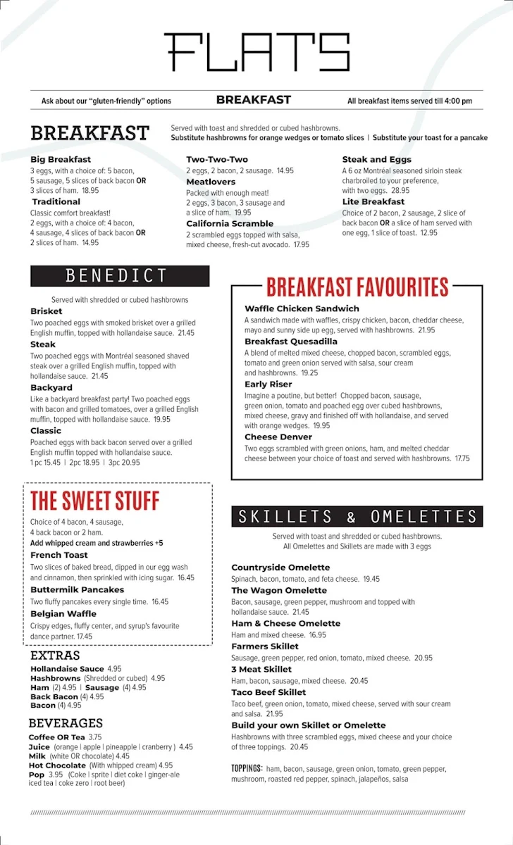 Menu, The Flats Eatery + Drink Swift Current