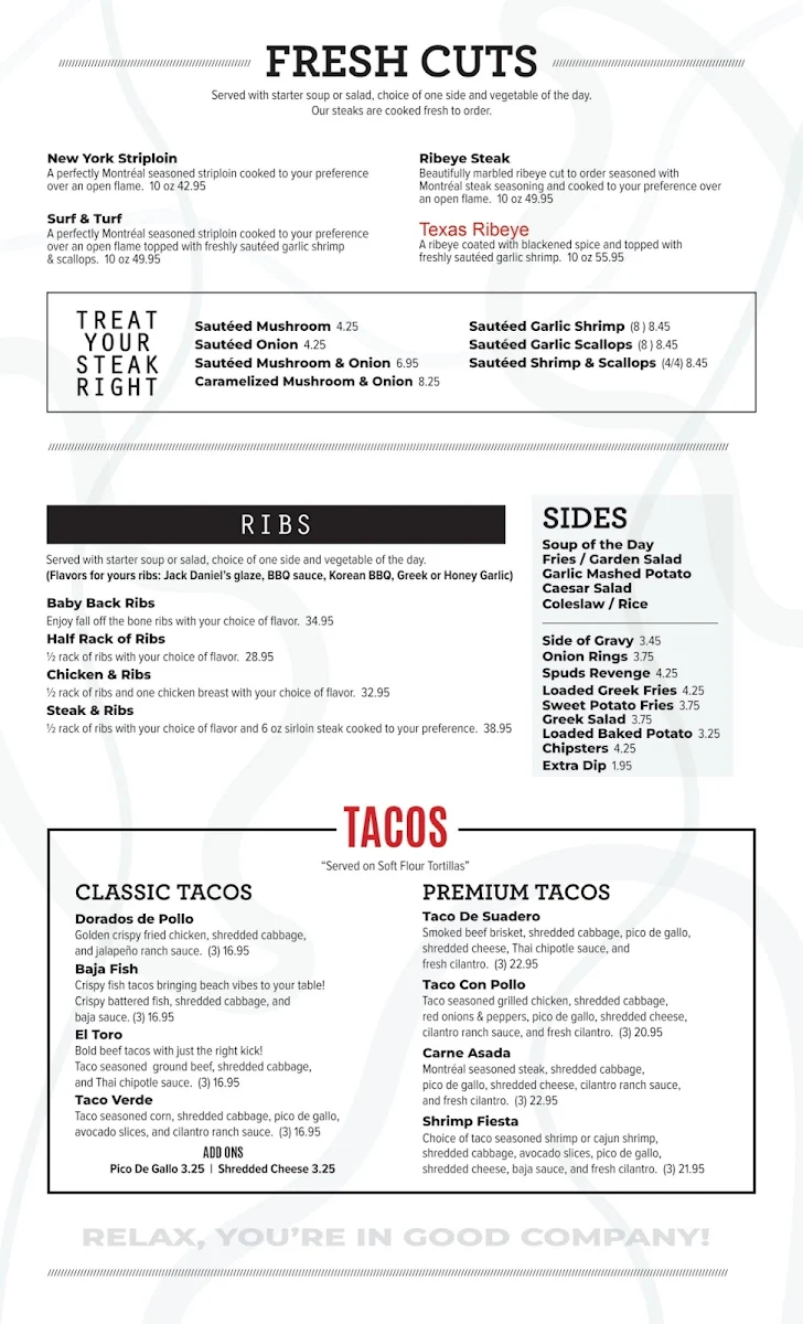Menu, The Flats Eatery + Drink Swift Current