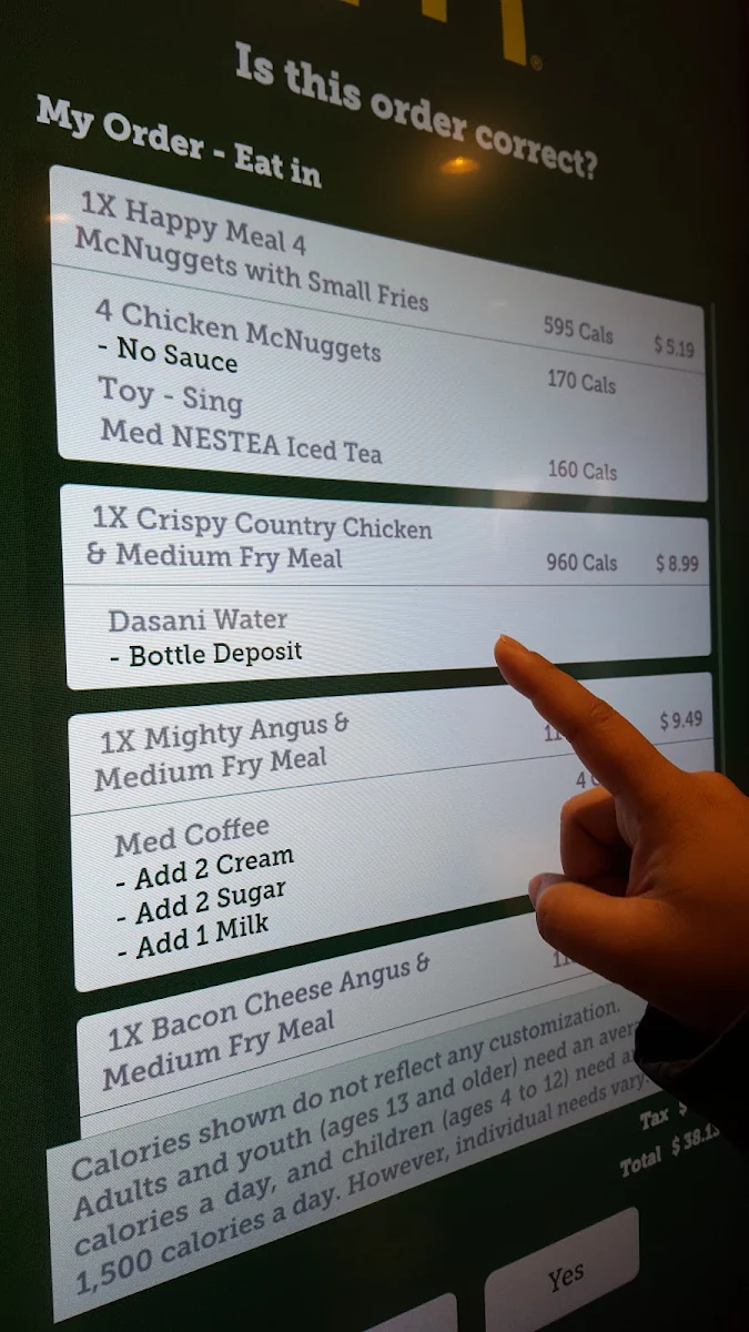 Menu, McDonald's