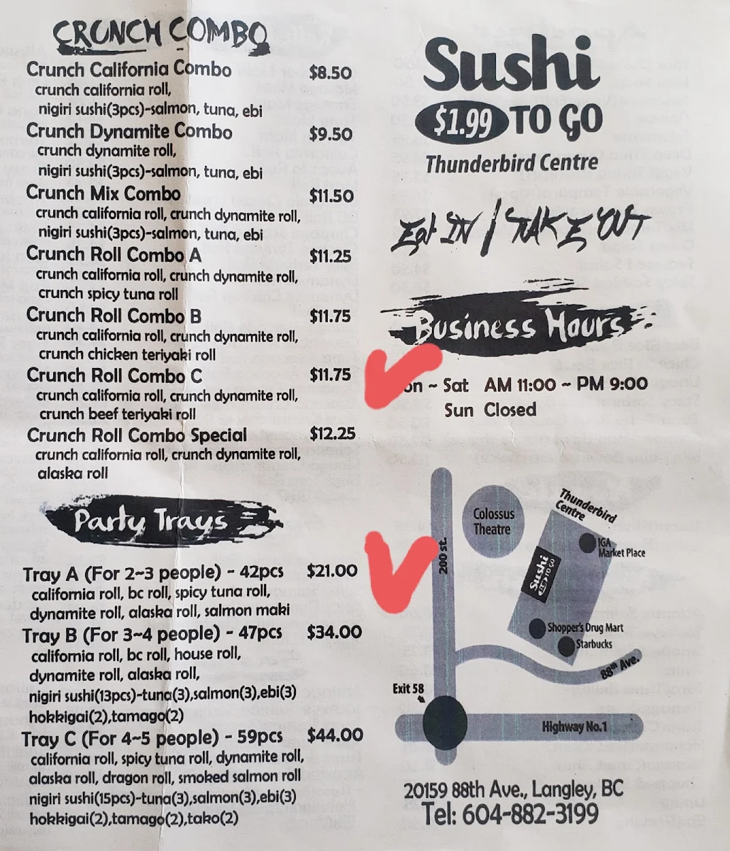 Menu, Sushi Monster