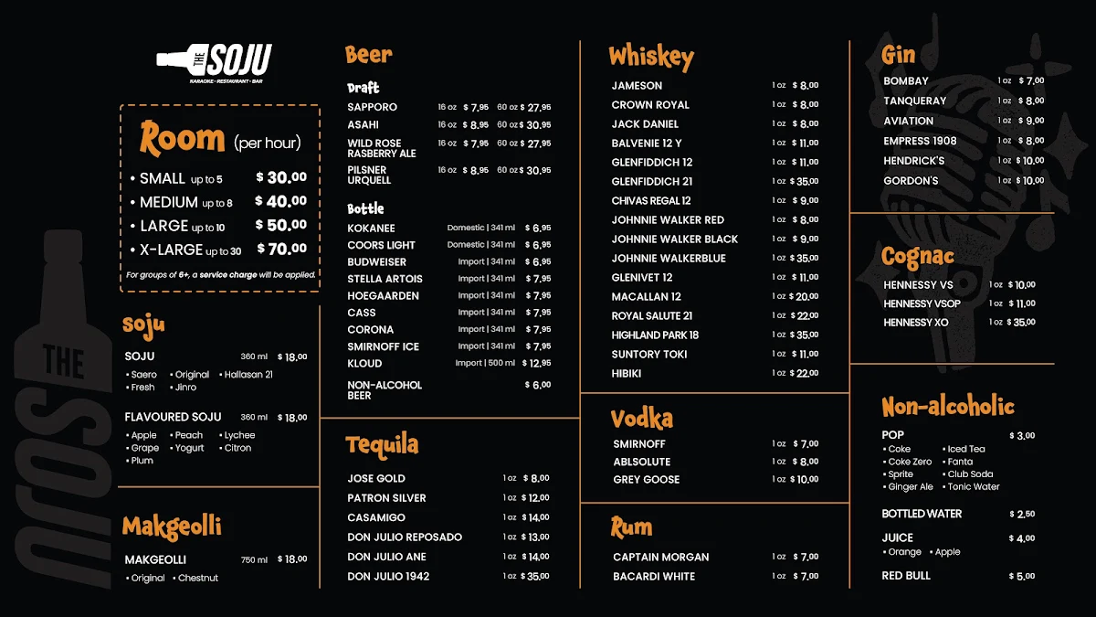 Menu, THE SOJU
