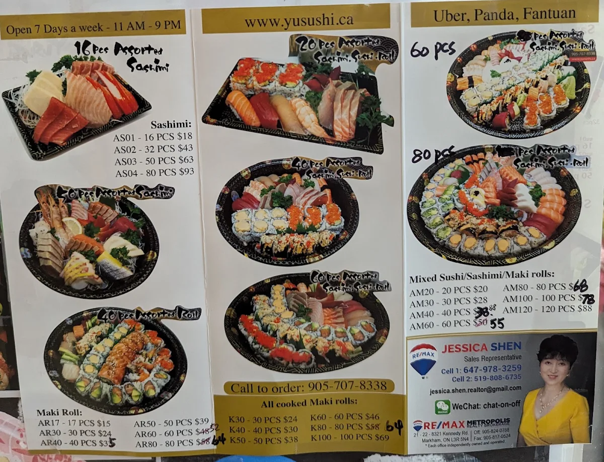 Menu, Yu Sushi Takeaway （鱼寿司外卖、Sushi takeout)