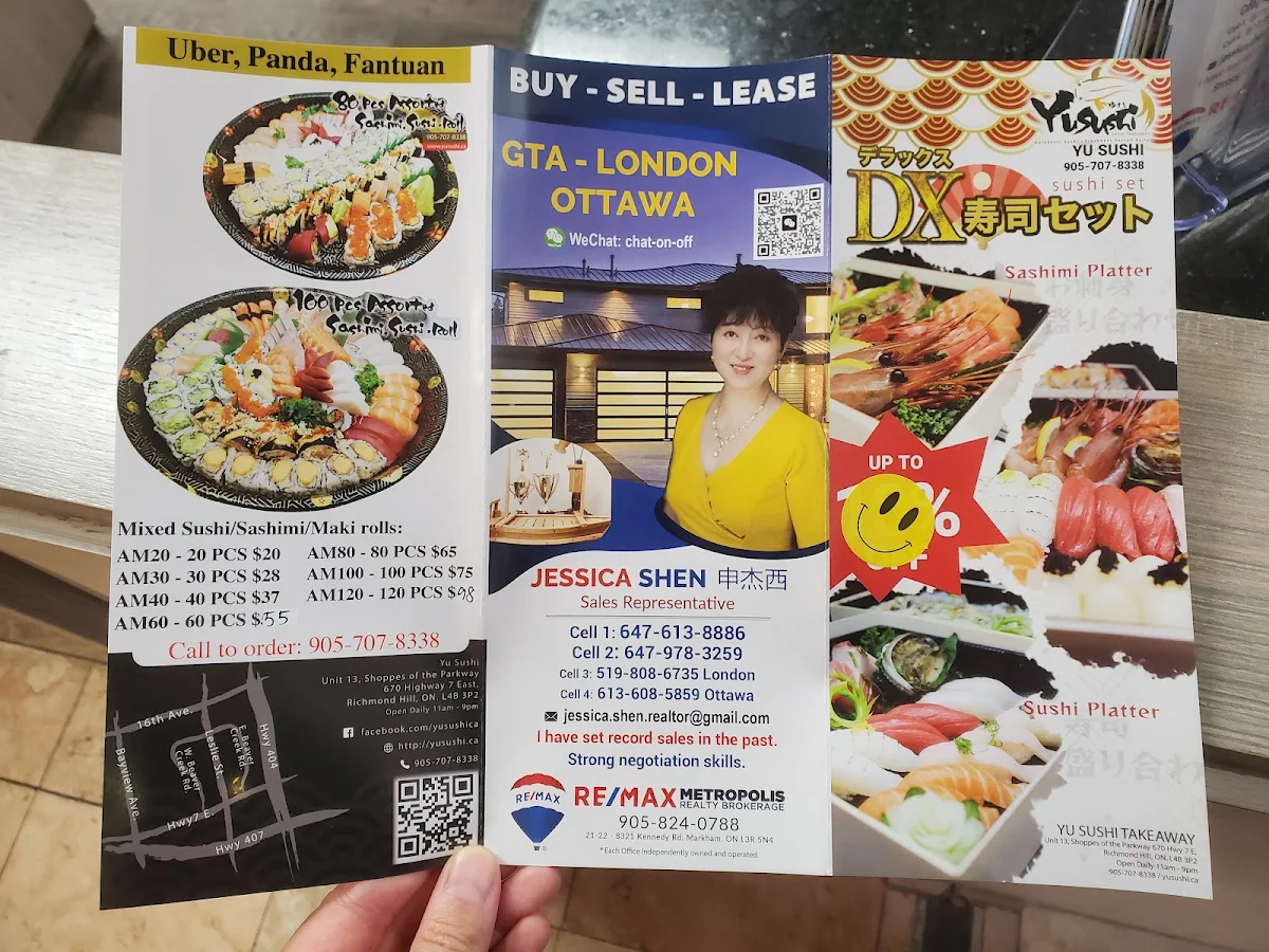 Menu, Yu Sushi Takeaway （鱼寿司外卖、Sushi takeout)