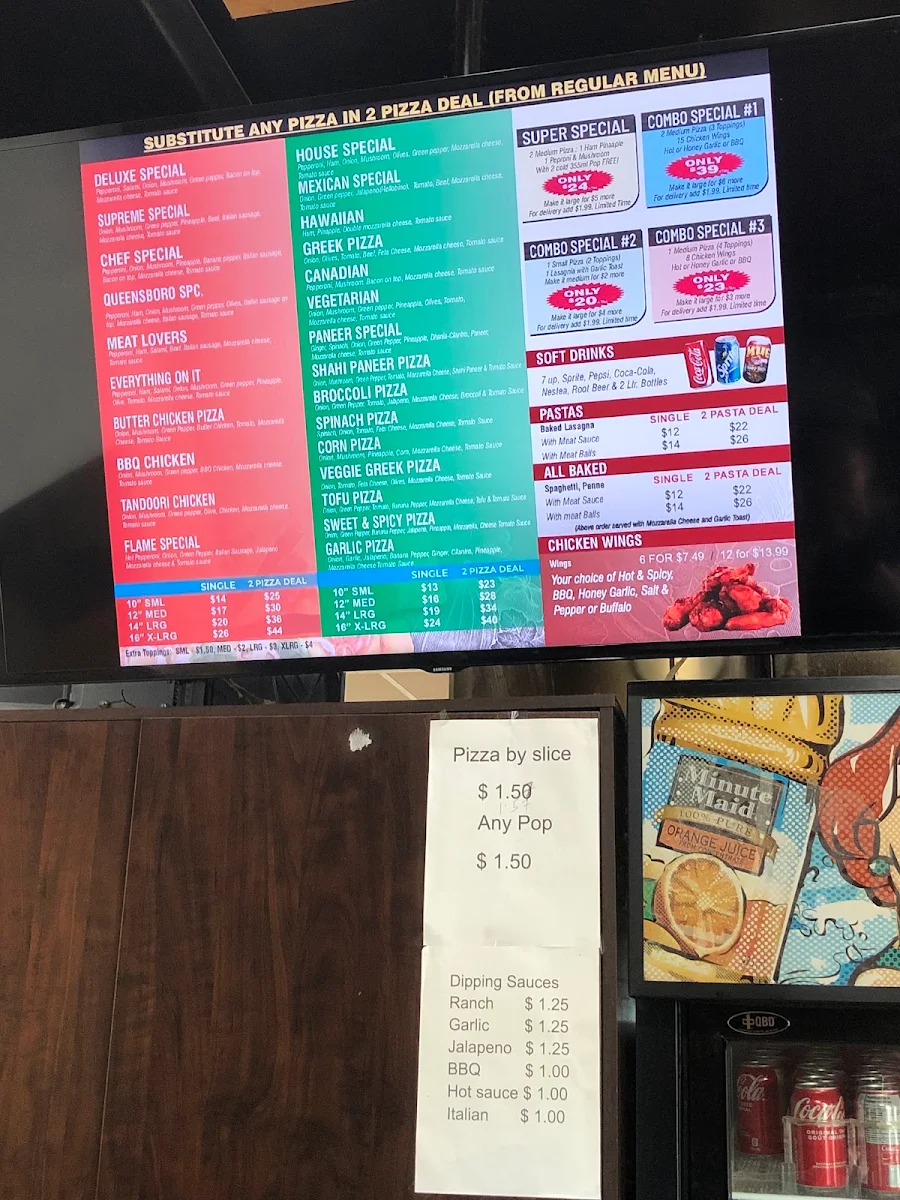 Menu, Queensboro Pizza