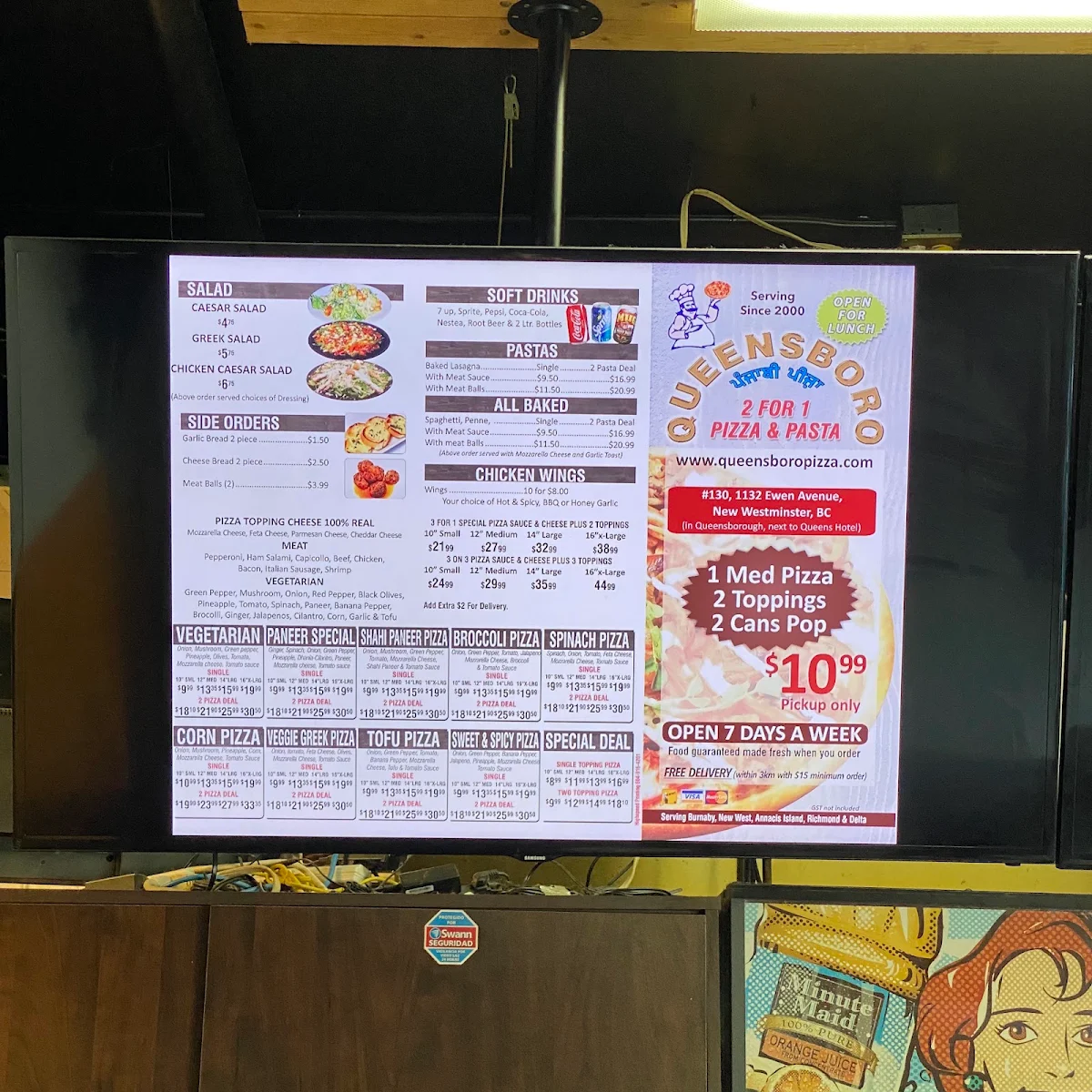 Menu, Queensboro Pizza