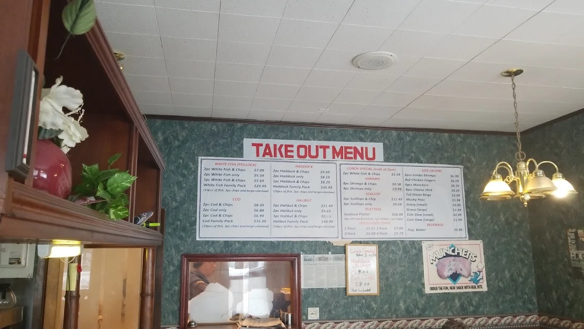 Menu, King Fish & Chips