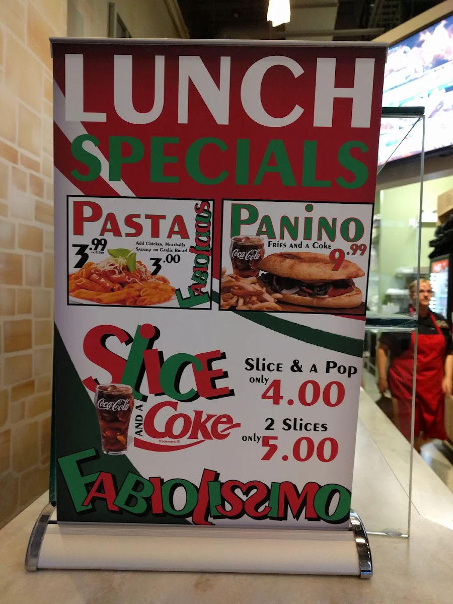 Menu, Fabio's Pizza