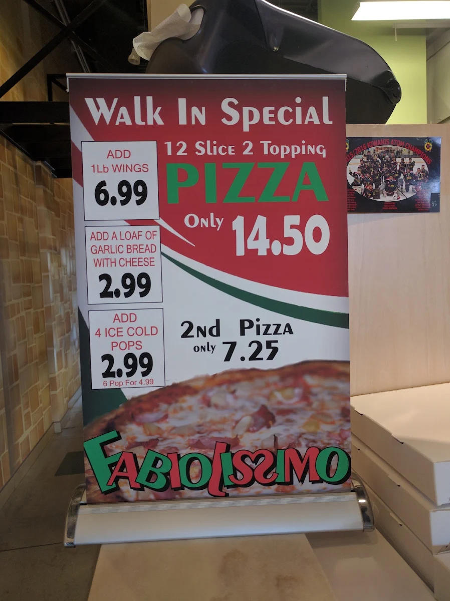 Menu, Fabio's Pizza