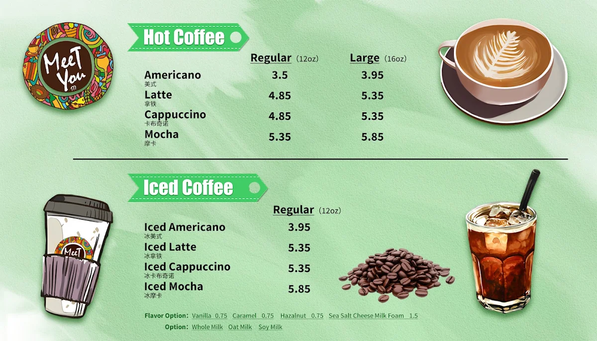 Menu, MeeTYou Cafe