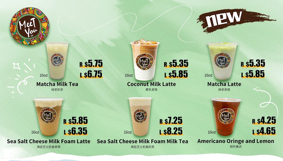 Menu, MeeTYou Cafe