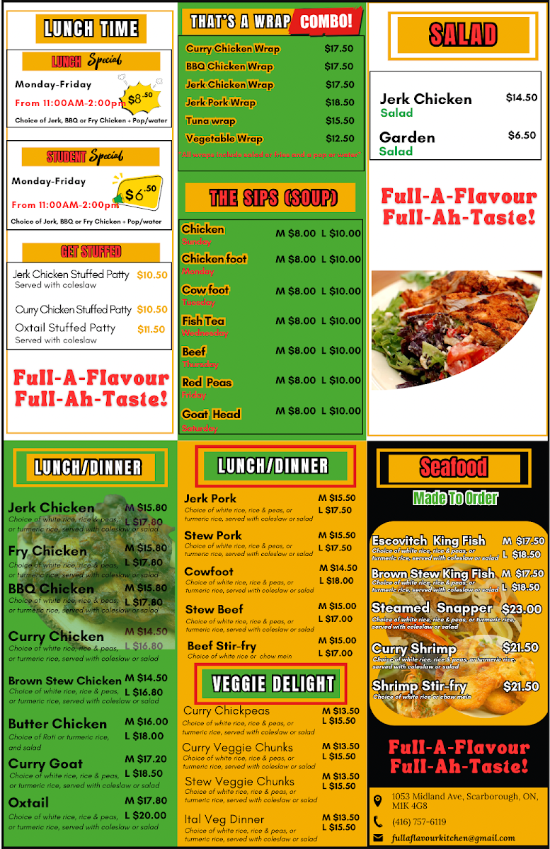 Menu, Full-A-Flavour Kitchen