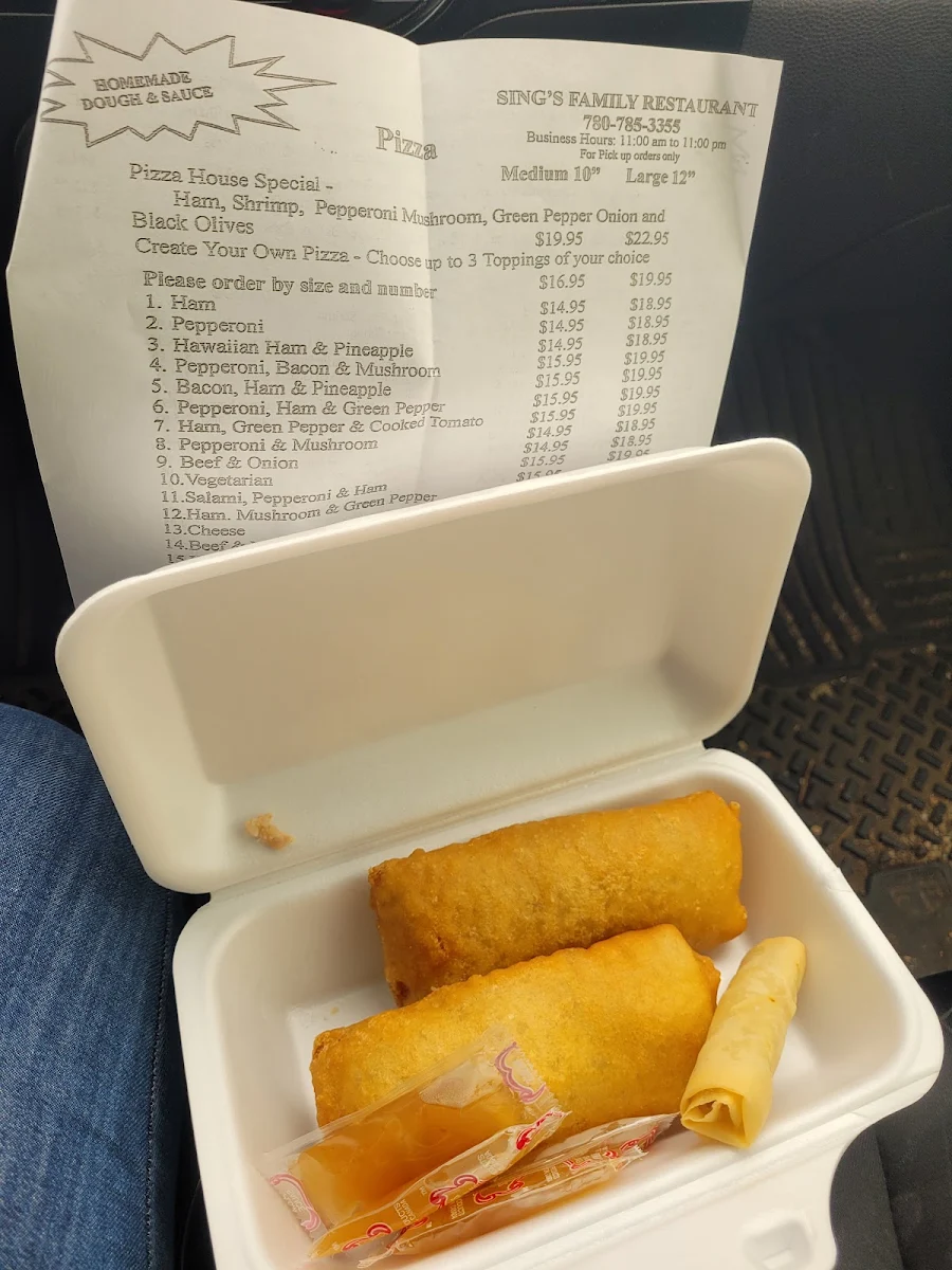 Menu, Sing's Family Restaurant