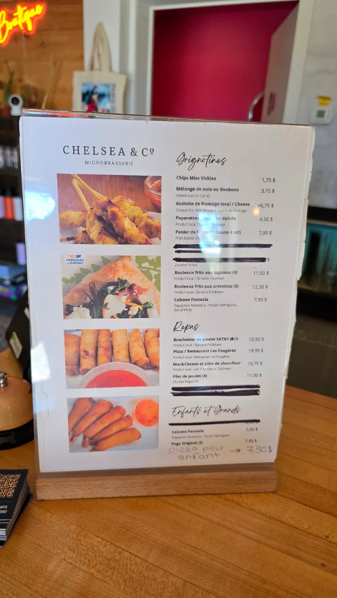 Menu, Chelsea & Co - Microbrasserie
